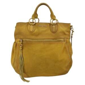 Miu Miu Suede Handbag Yellow Gold